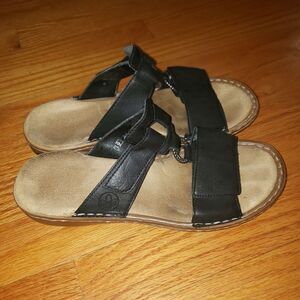 Rieker Antistress Black Leather Slip-On Sandals Womens Size 39/8